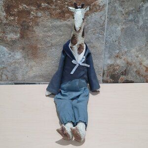 Vintage Judy Wachlin Stuffed Shelf Sitter Giraffe Doll Folk Art